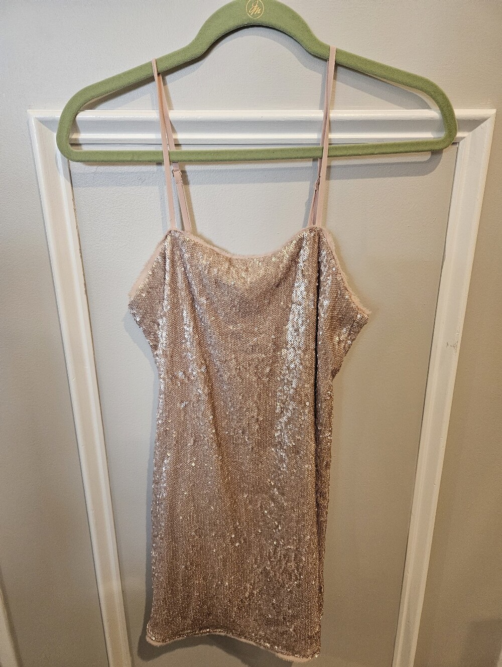 Lulu's champagne Blush Pink colored sequined dress size XS.